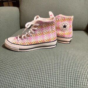 Converse Chuck 70 High "Summer Weave" Pink Woven Sneakers